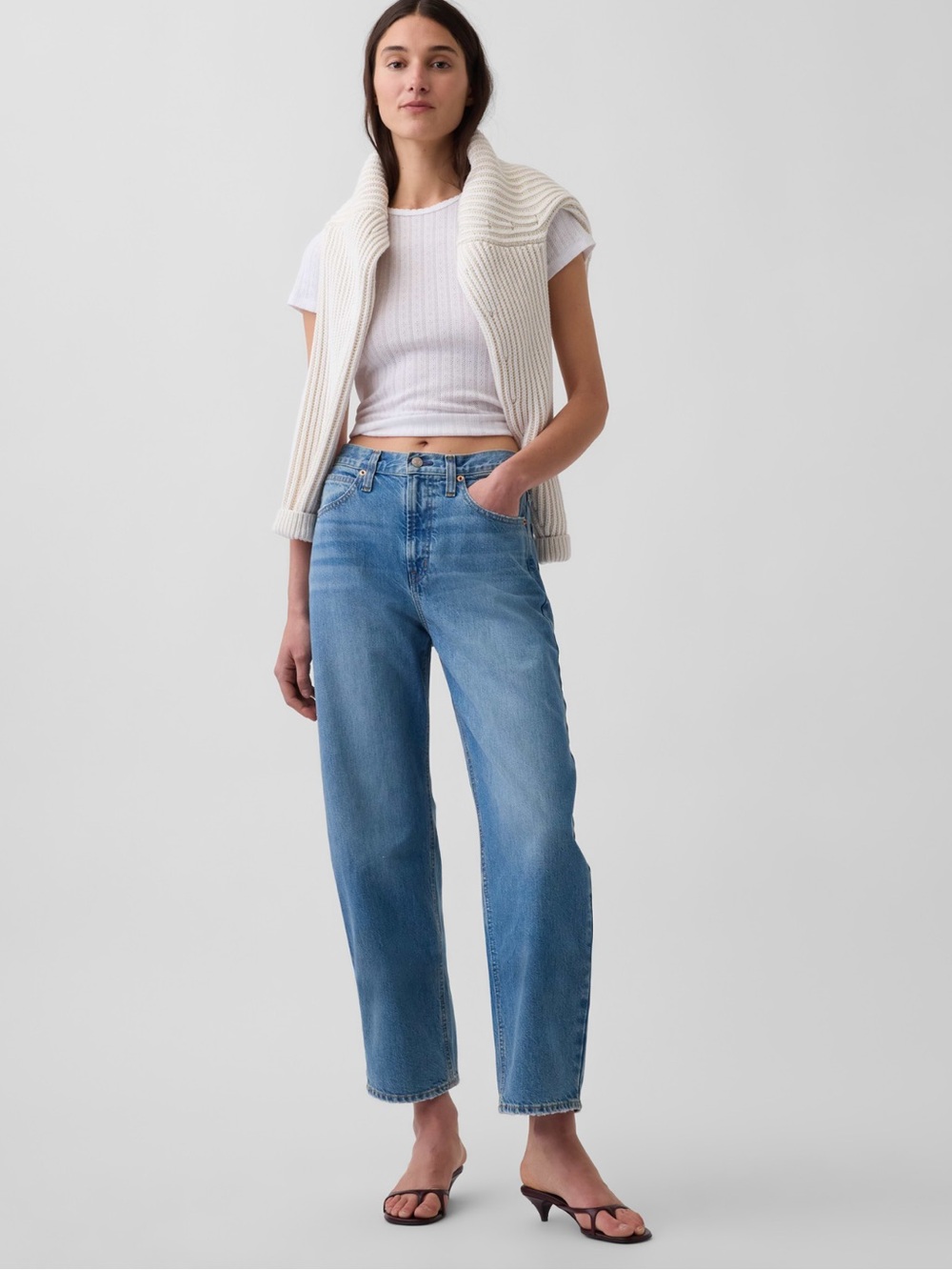 GAP Light Blue Distressed Women's Barrel Jeans